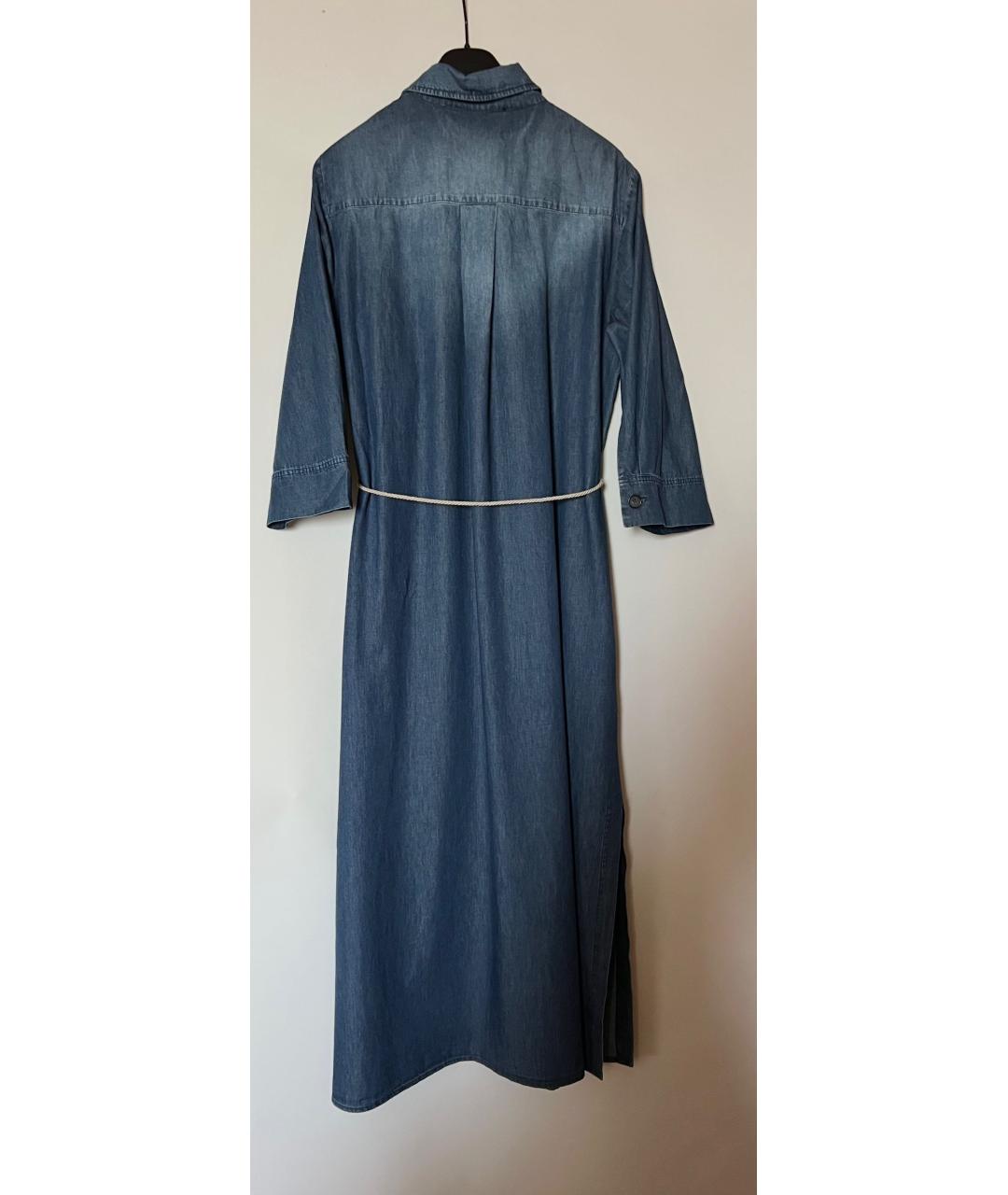 MAX MARA Темно-синее хлопковое повседневное платье, фото 3