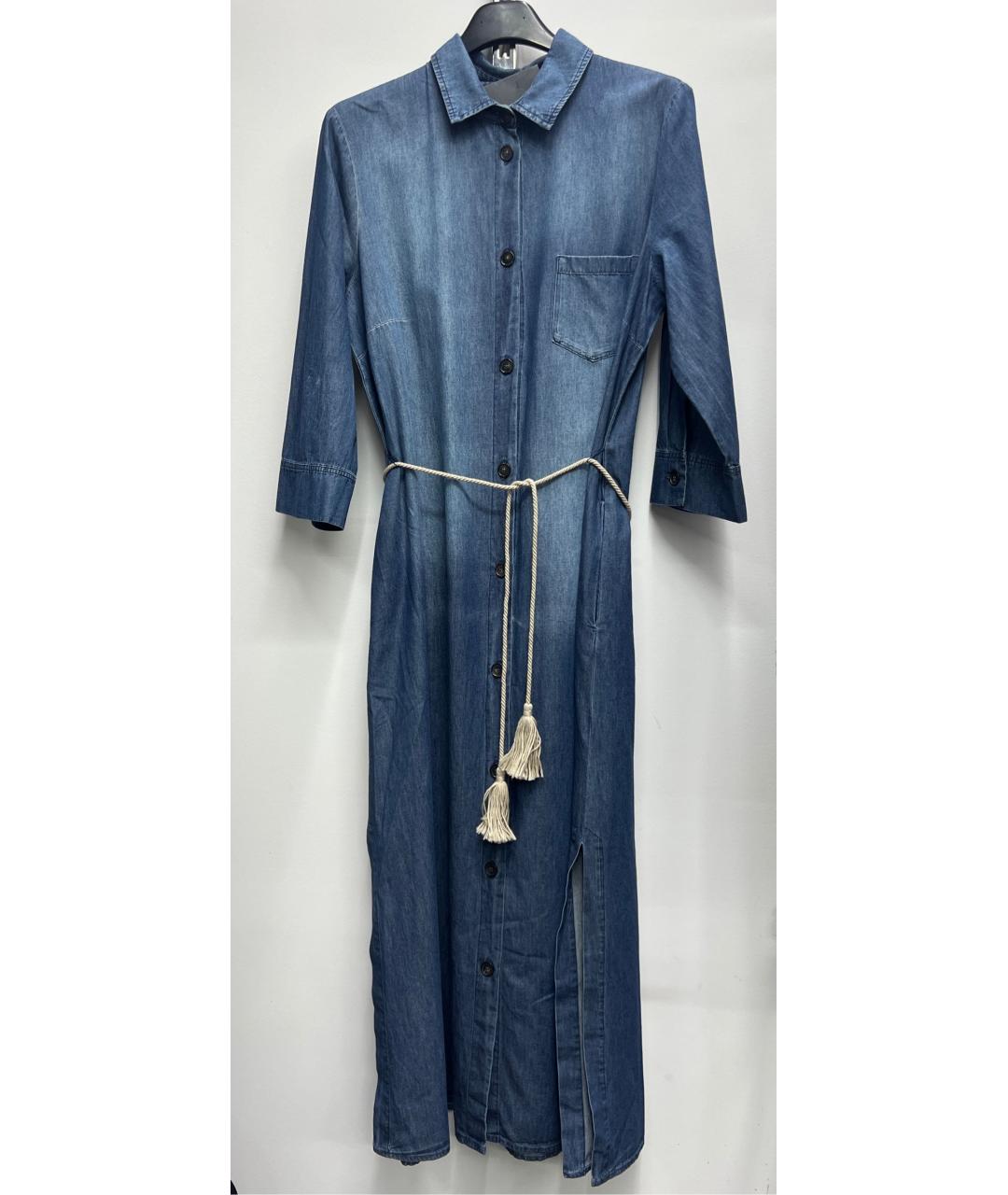 MAX MARA Темно-синее хлопковое повседневное платье, фото 6