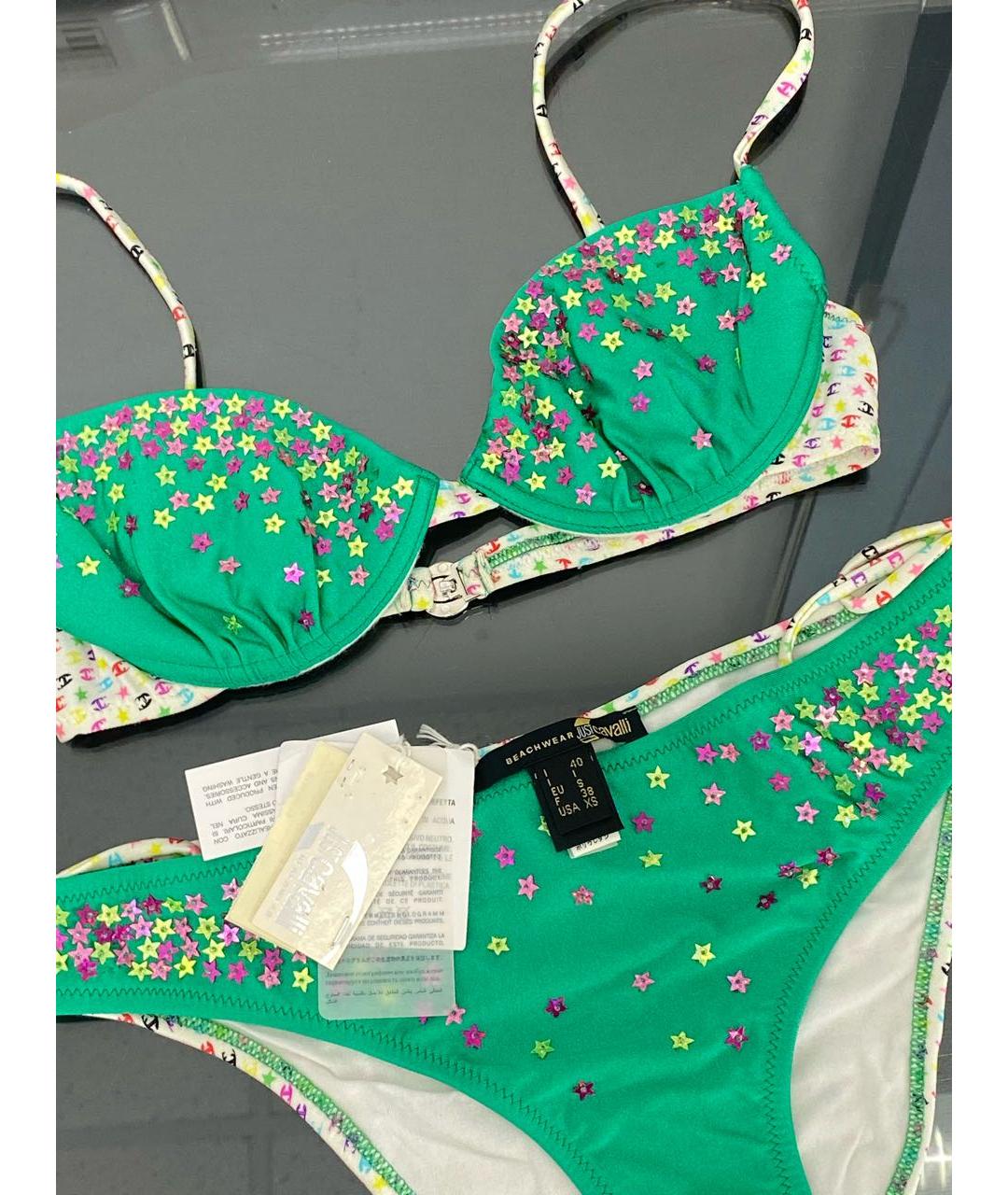 JUST CAVALLI Зеленый полиамидовый купальник, фото 8