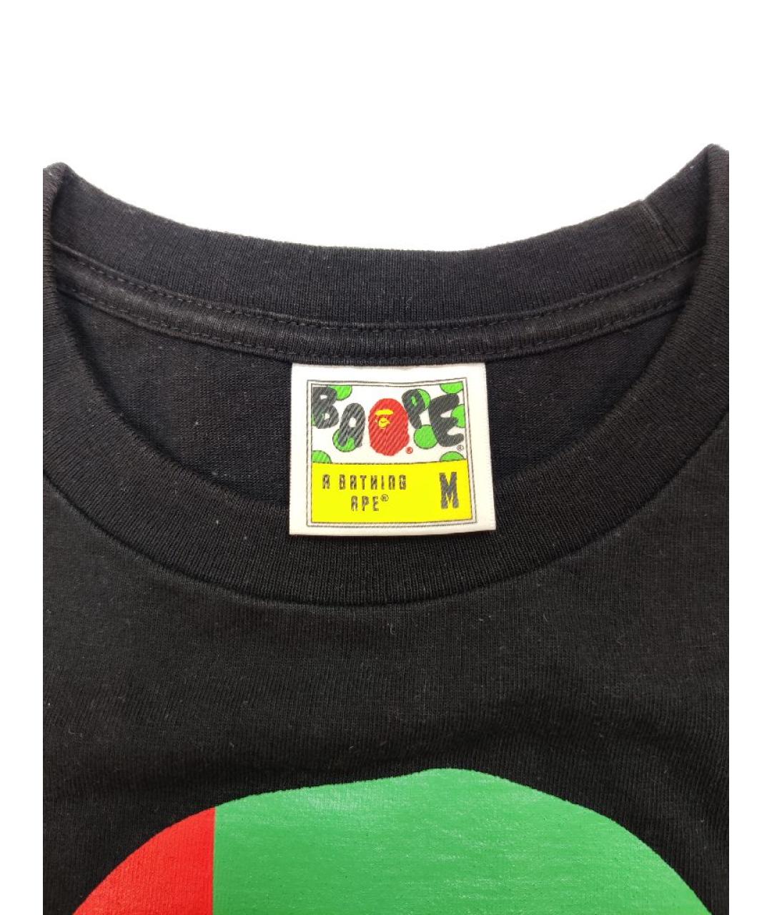 A BATHING APE Черная хлопковая футболка, фото 4