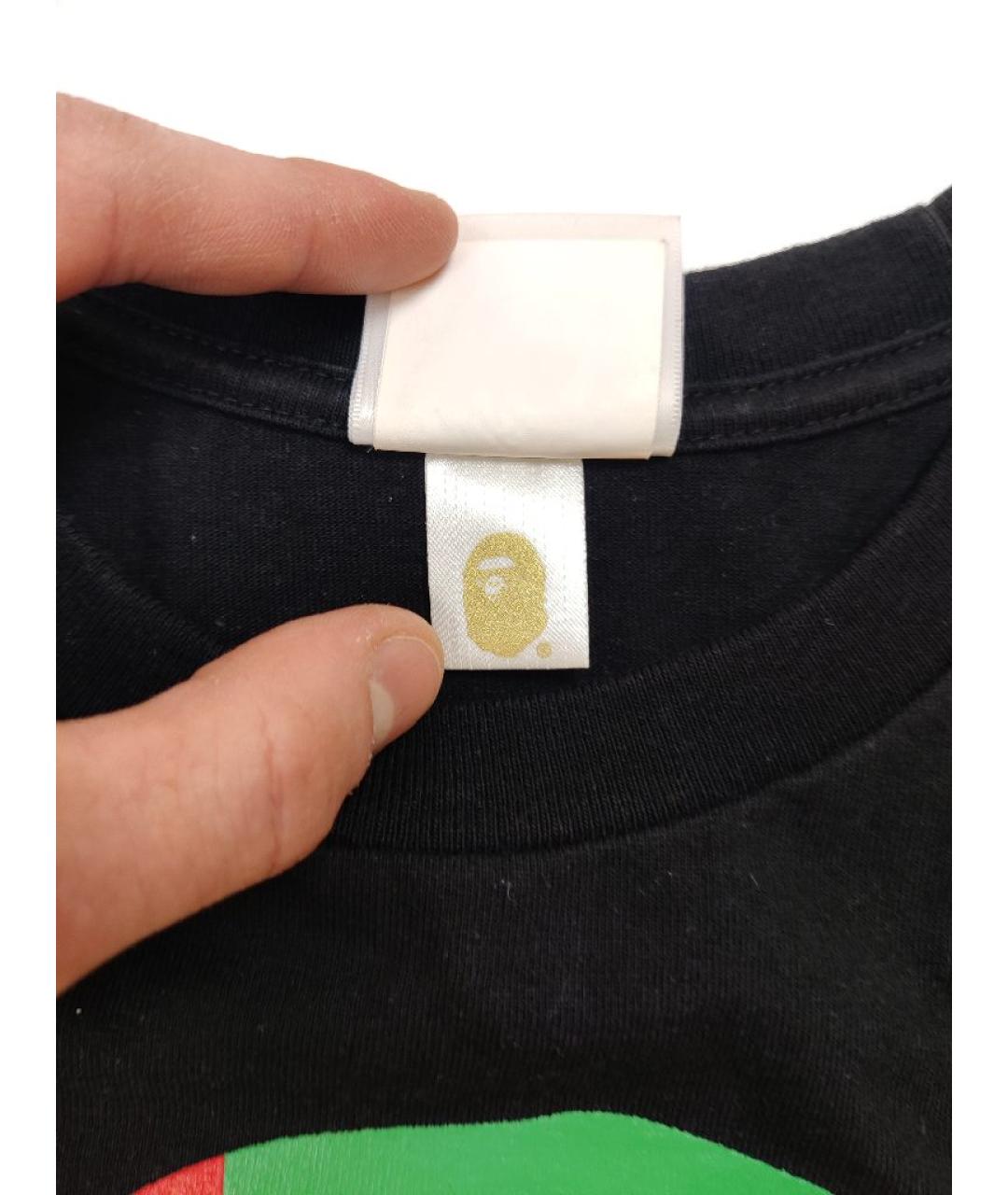 A BATHING APE Черная хлопковая футболка, фото 5