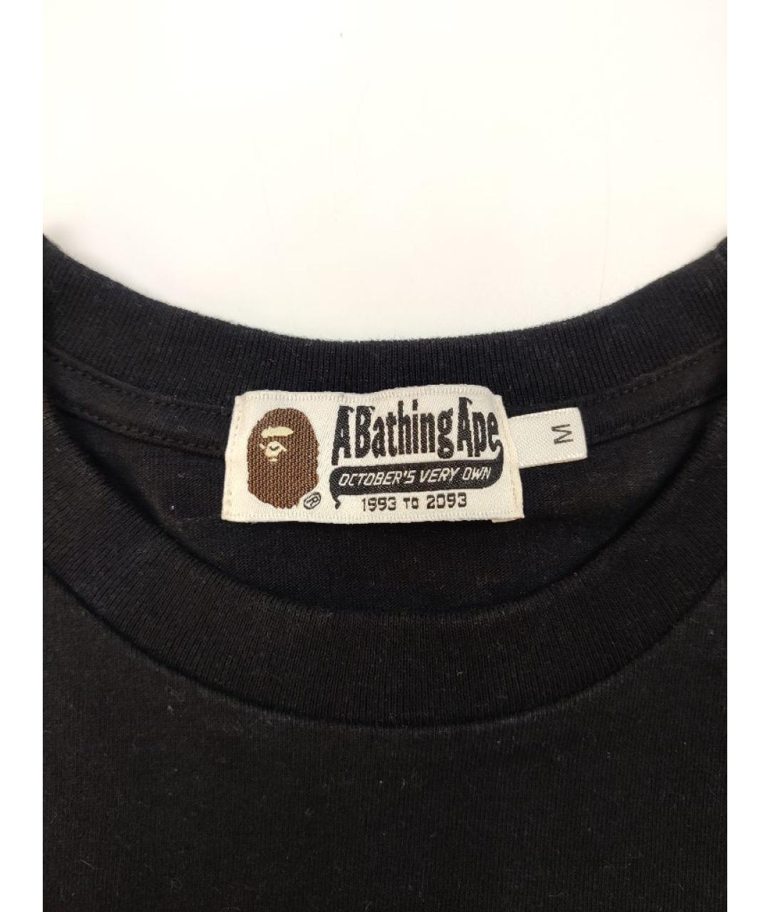 A BATHING APE Черная хлопковая футболка, фото 4