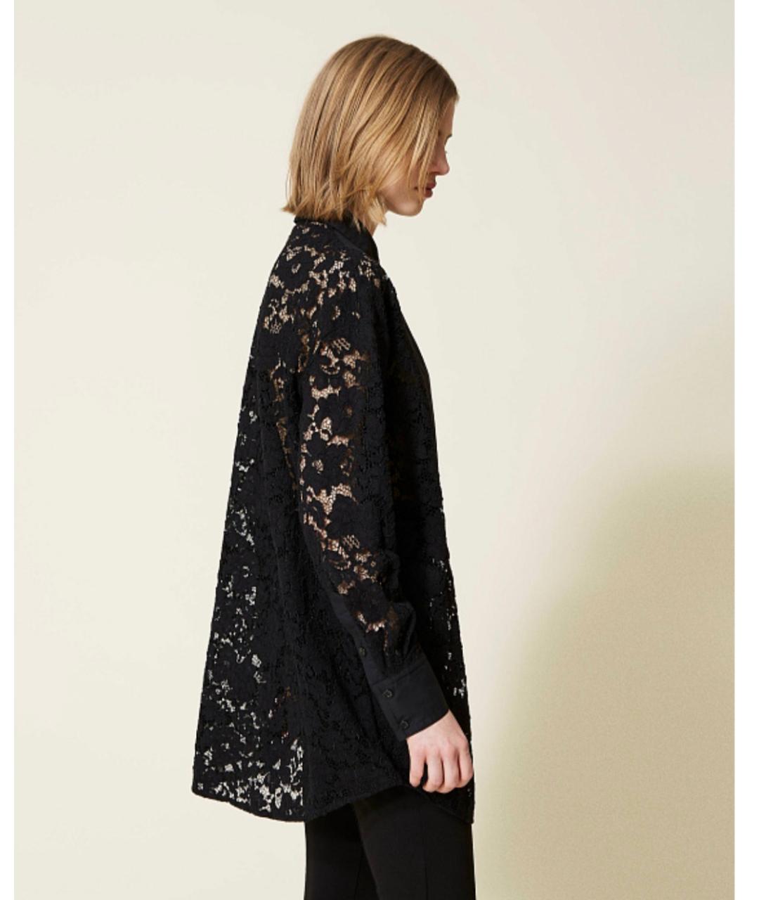 TWIN-SET Черная хлопковая рубашка, фото 8