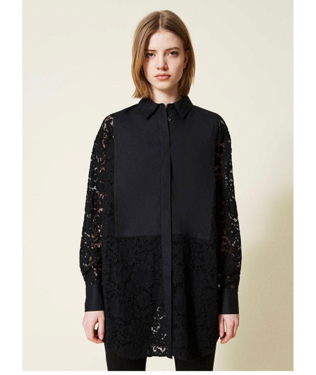 TWIN-SET Черная хлопковая рубашка, фото 5