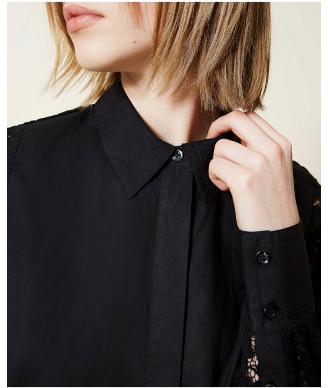 TWIN-SET Черная хлопковая рубашка, фото 9