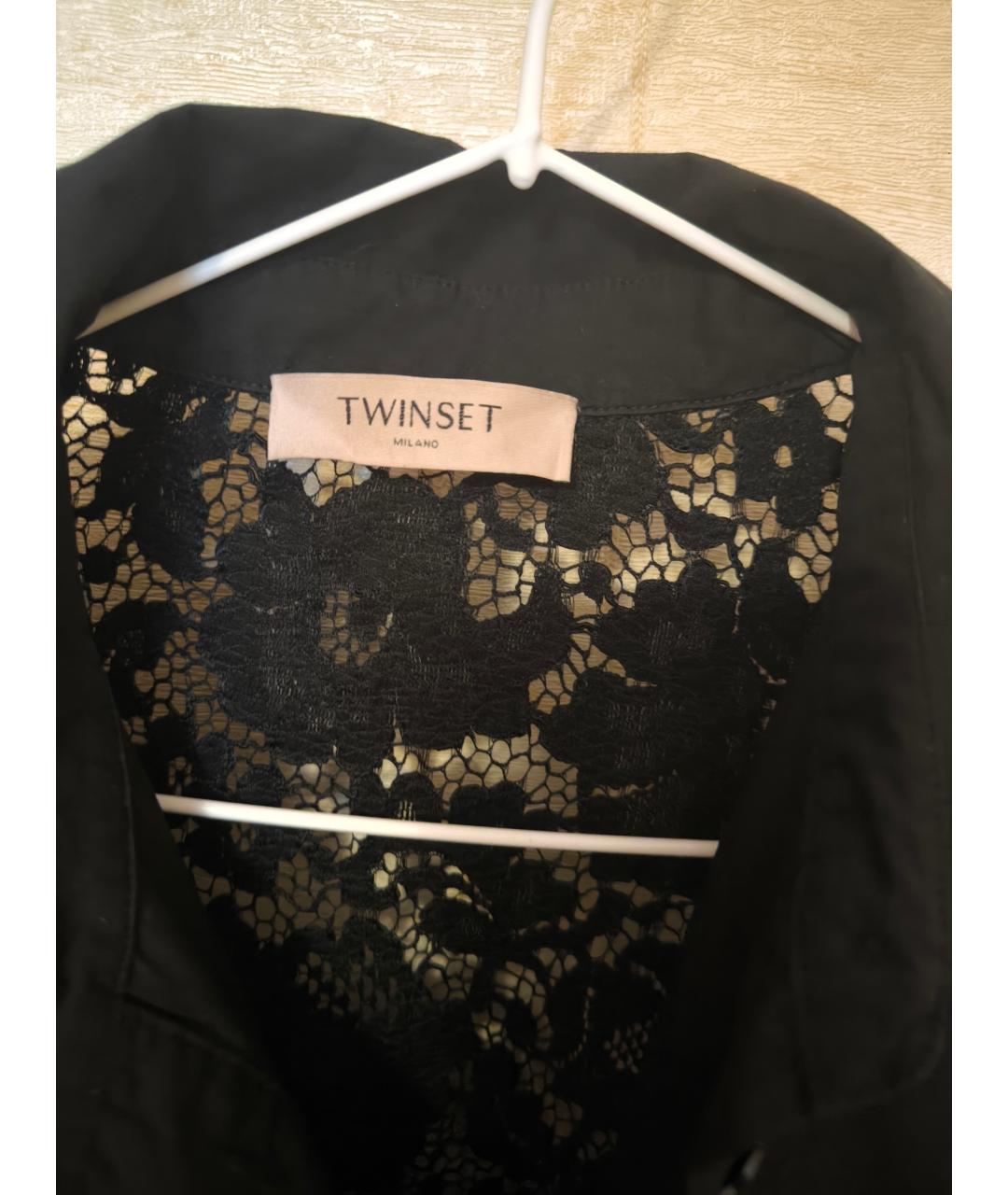 TWIN-SET Черная хлопковая рубашка, фото 3