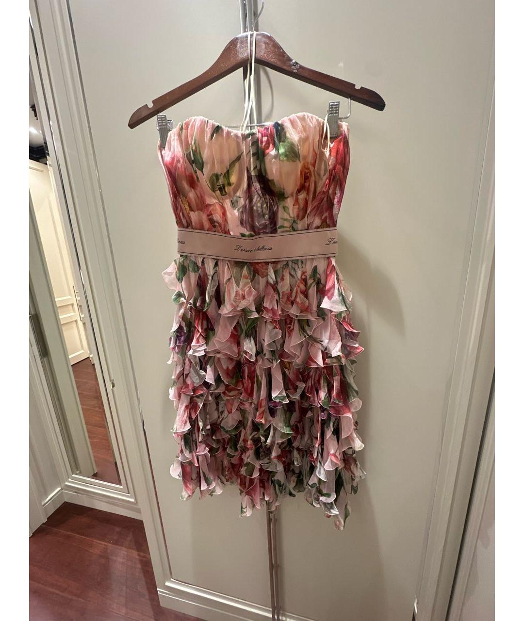 DOLCE&GABBANA Мульти шелковое коктейльное платье, фото 5