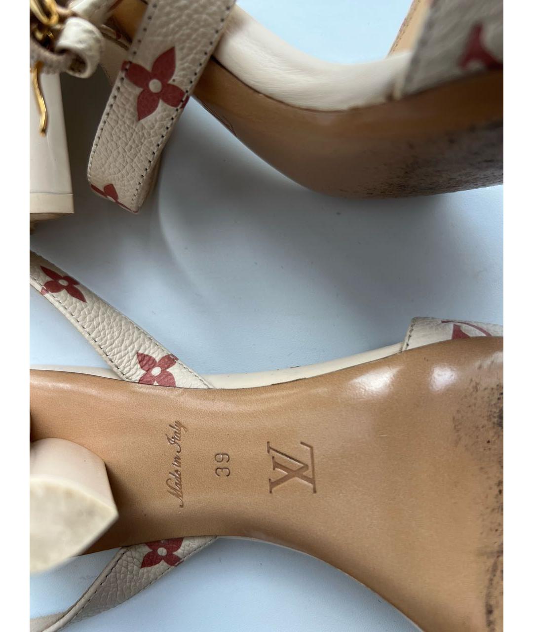 LOUIS VUITTON Бежевые кожаные босоножки, фото 3