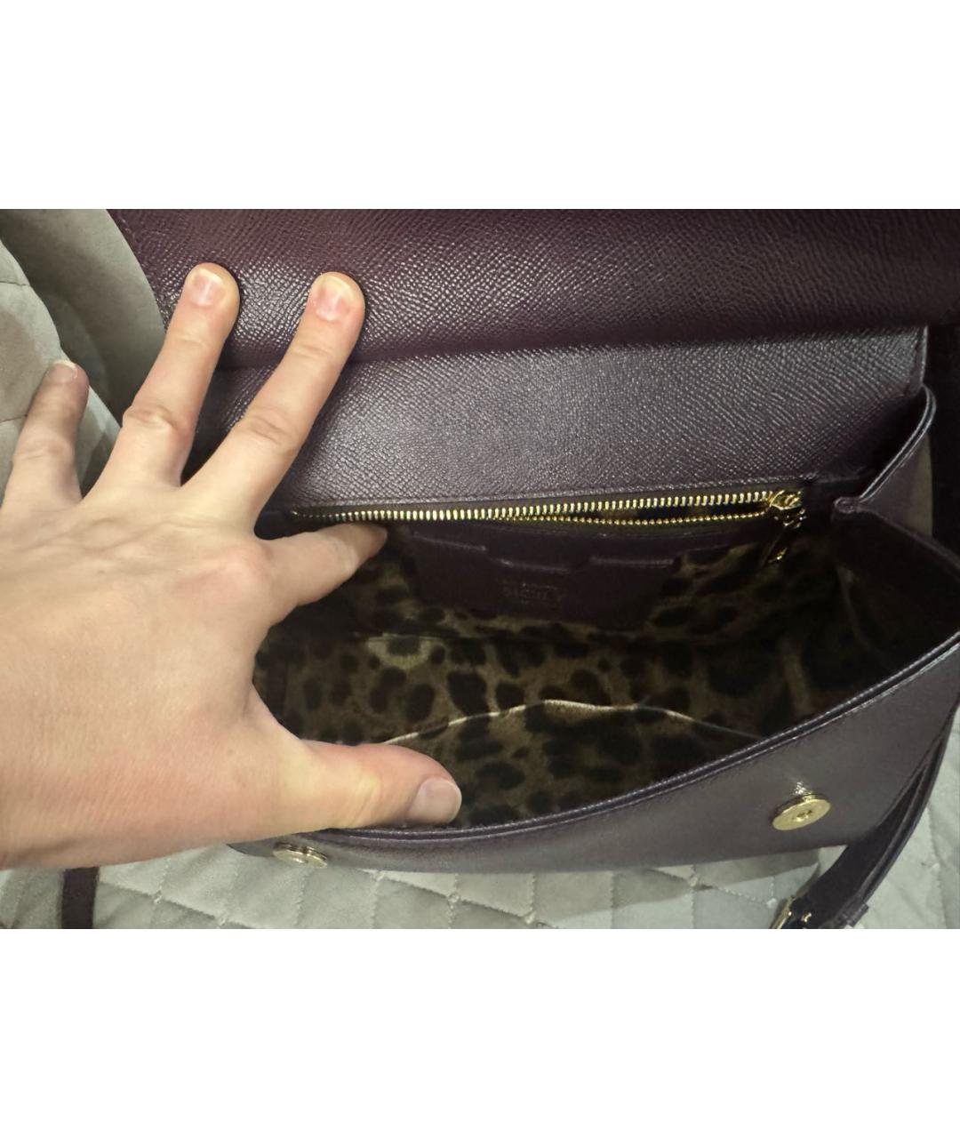 DOLCE&GABBANA Бордовая кожаная сумка через плечо, фото 4