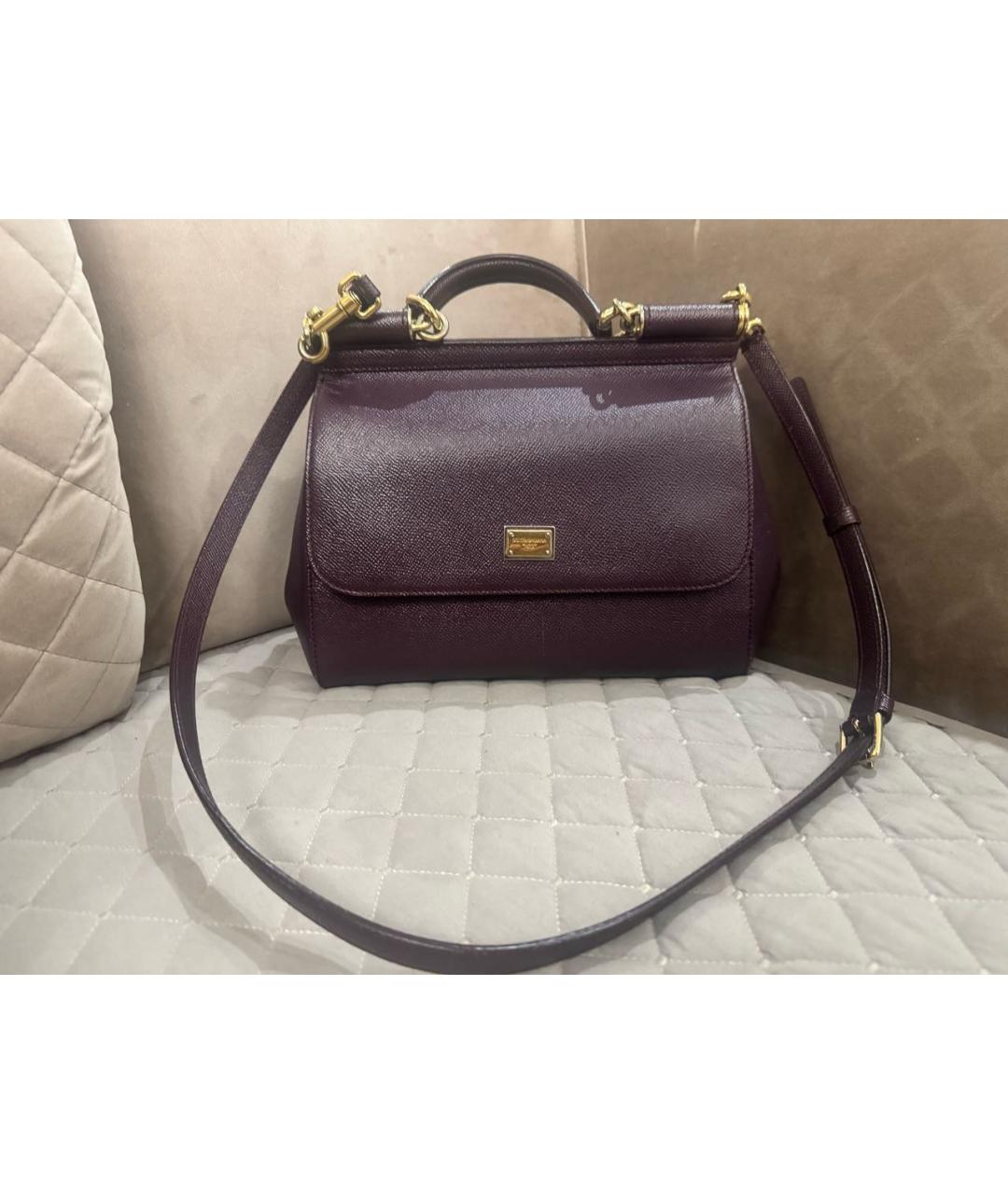 DOLCE&GABBANA Бордовая кожаная сумка через плечо, фото 2