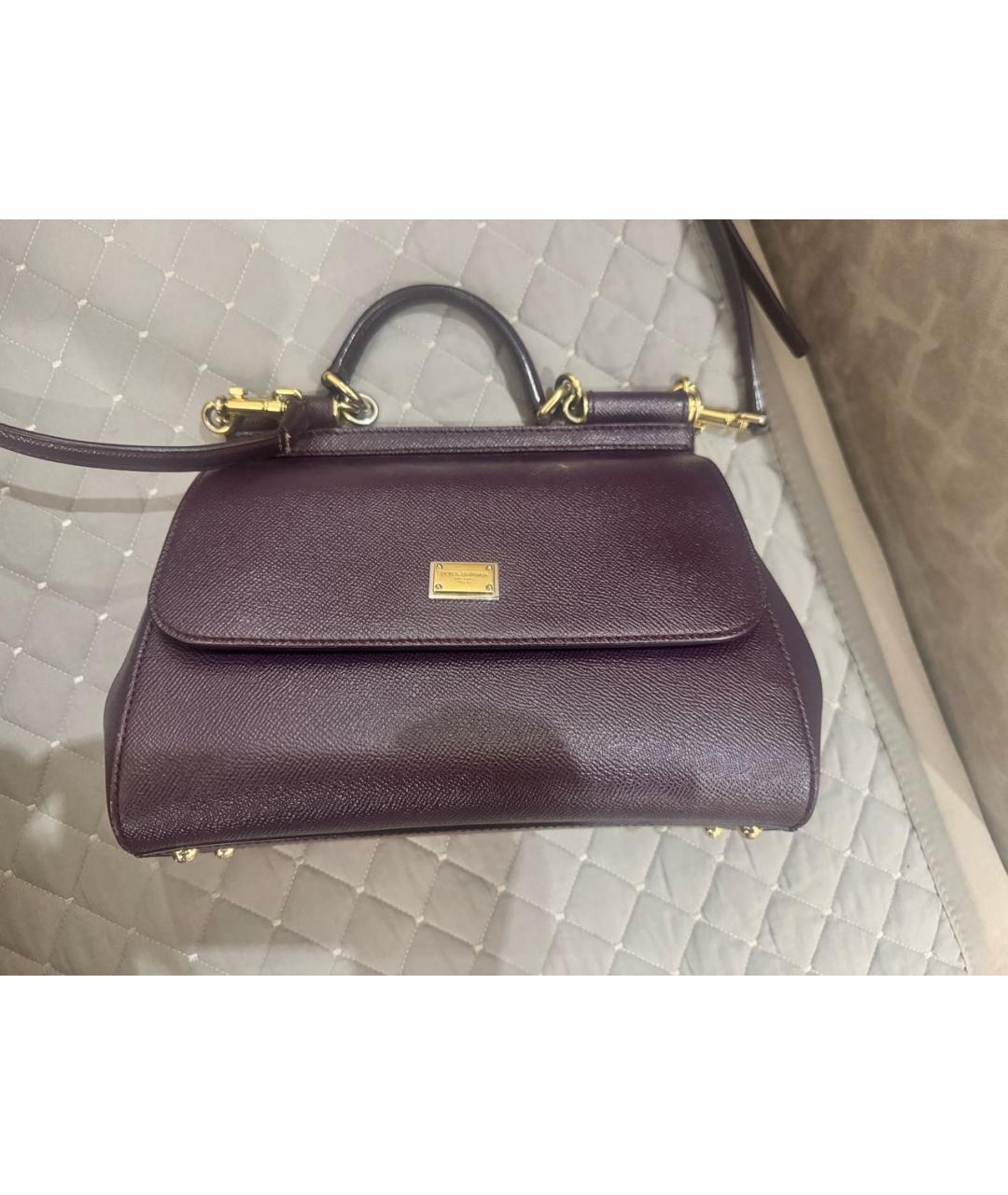 DOLCE&GABBANA Бордовая кожаная сумка через плечо, фото 8