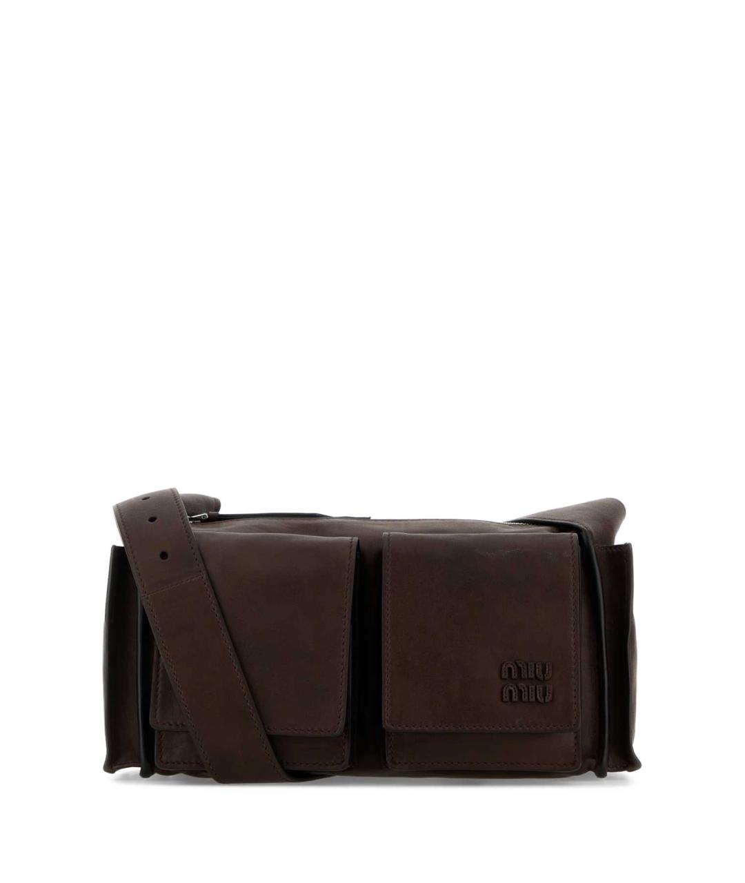 MIU MIU Коричневая кожаная сумка через плечо, фото 1