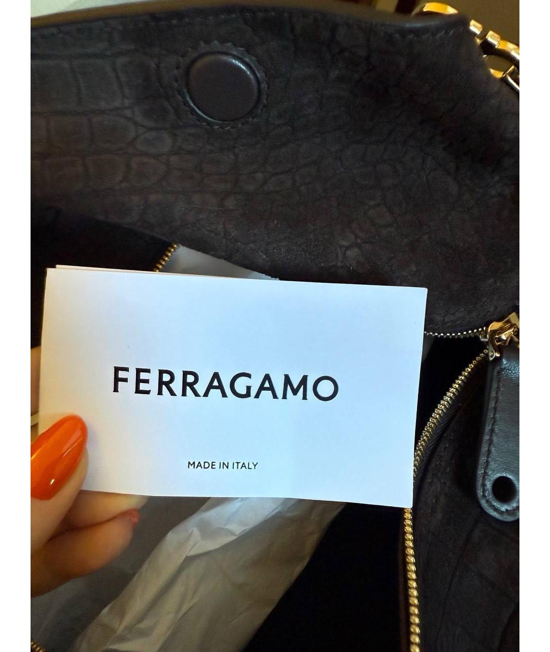 FERRAGAMO Черная замшевая сумка через плечо, фото 4