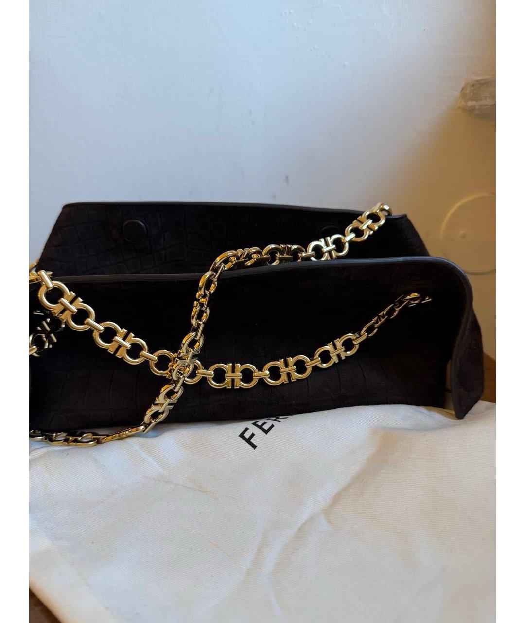 FERRAGAMO Черная замшевая сумка через плечо, фото 2