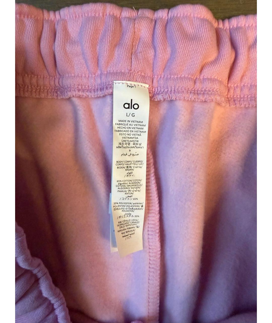 ALO YOGA Розовые хлопко-эластановые спортивные брюки и шорты, фото 6
