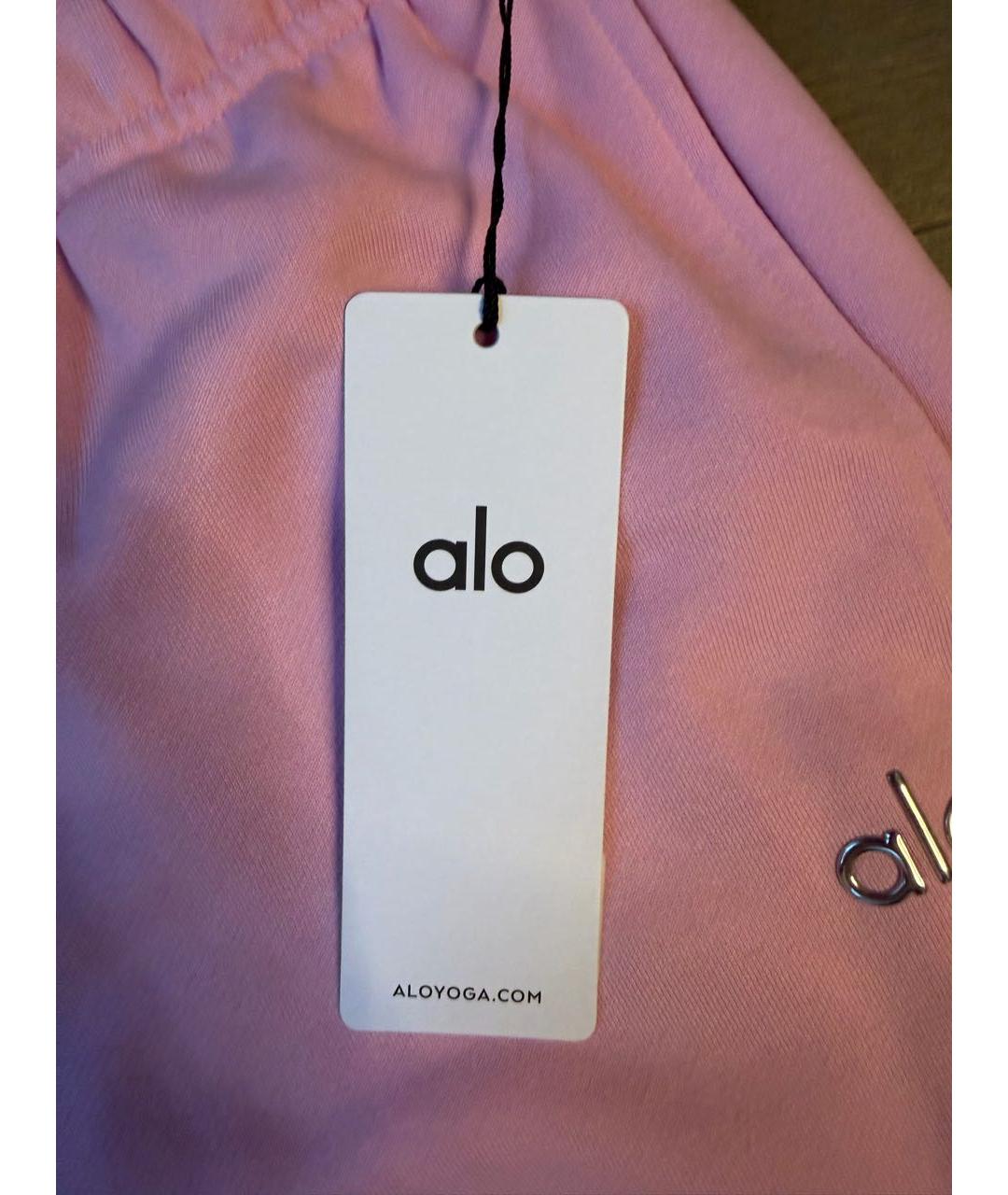 ALO YOGA Розовые хлопко-эластановые спортивные брюки и шорты, фото 5