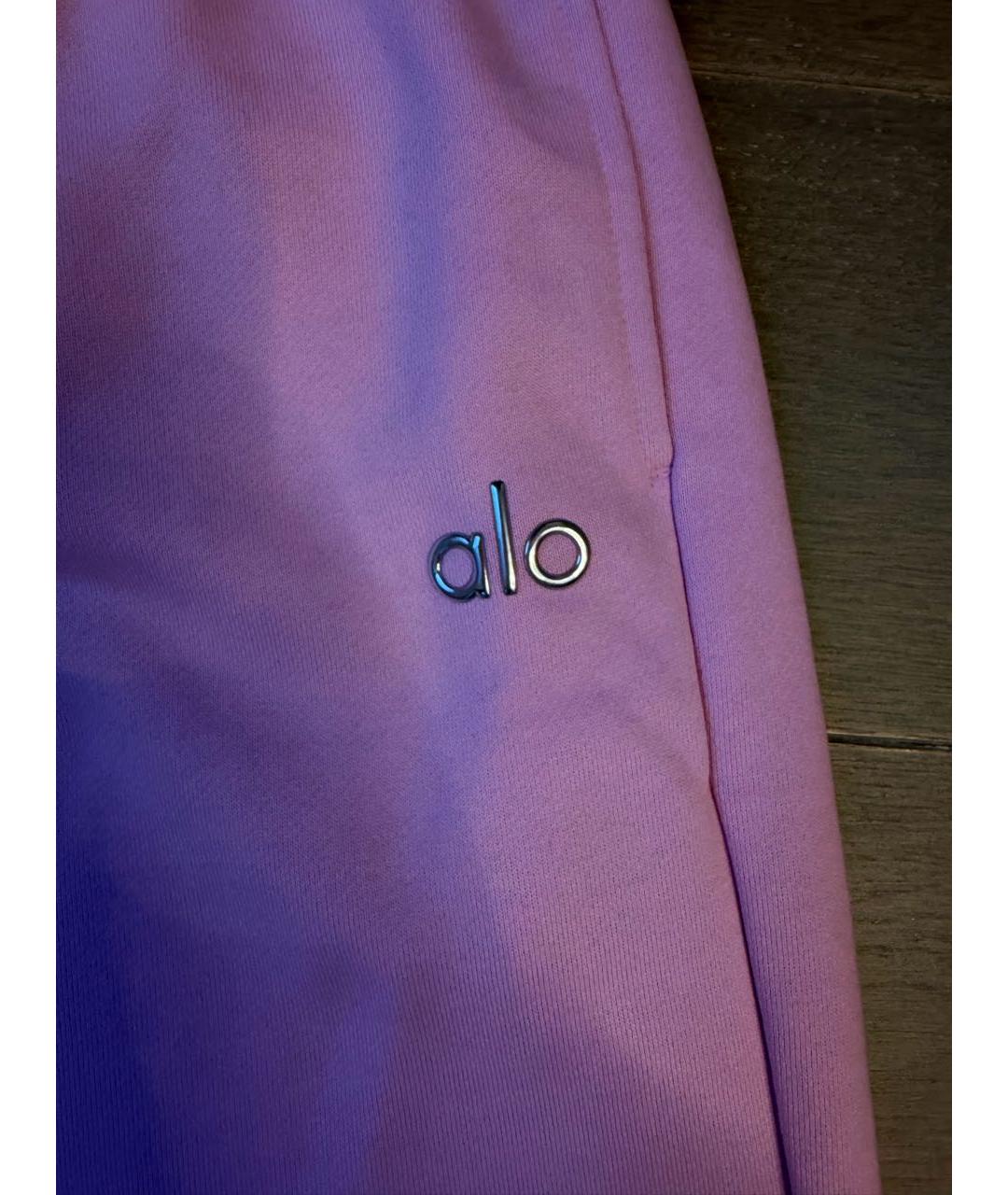 ALO YOGA Розовые хлопко-эластановые спортивные брюки и шорты, фото 3