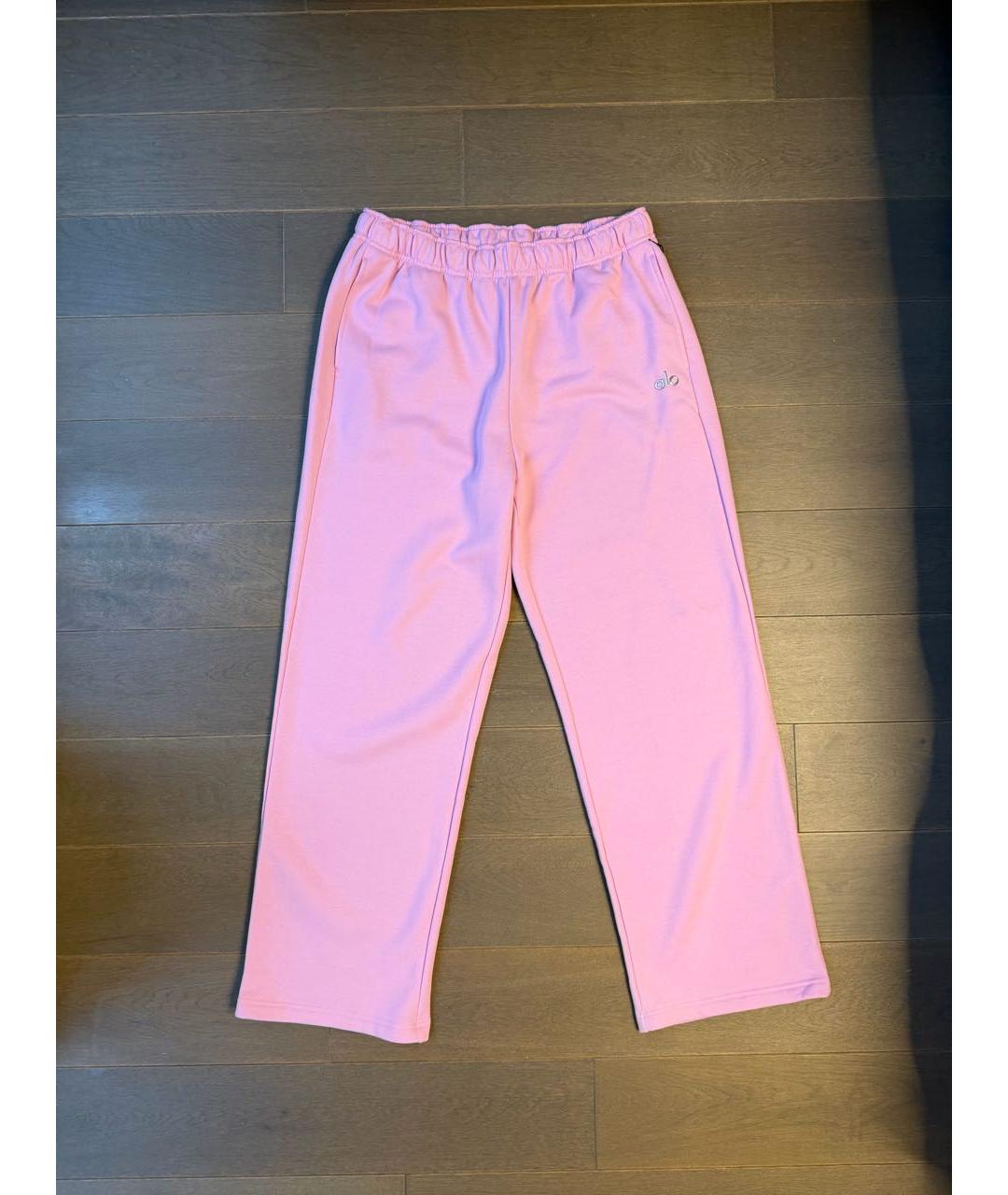 ALO YOGA Розовые хлопко-эластановые спортивные брюки и шорты, фото 9