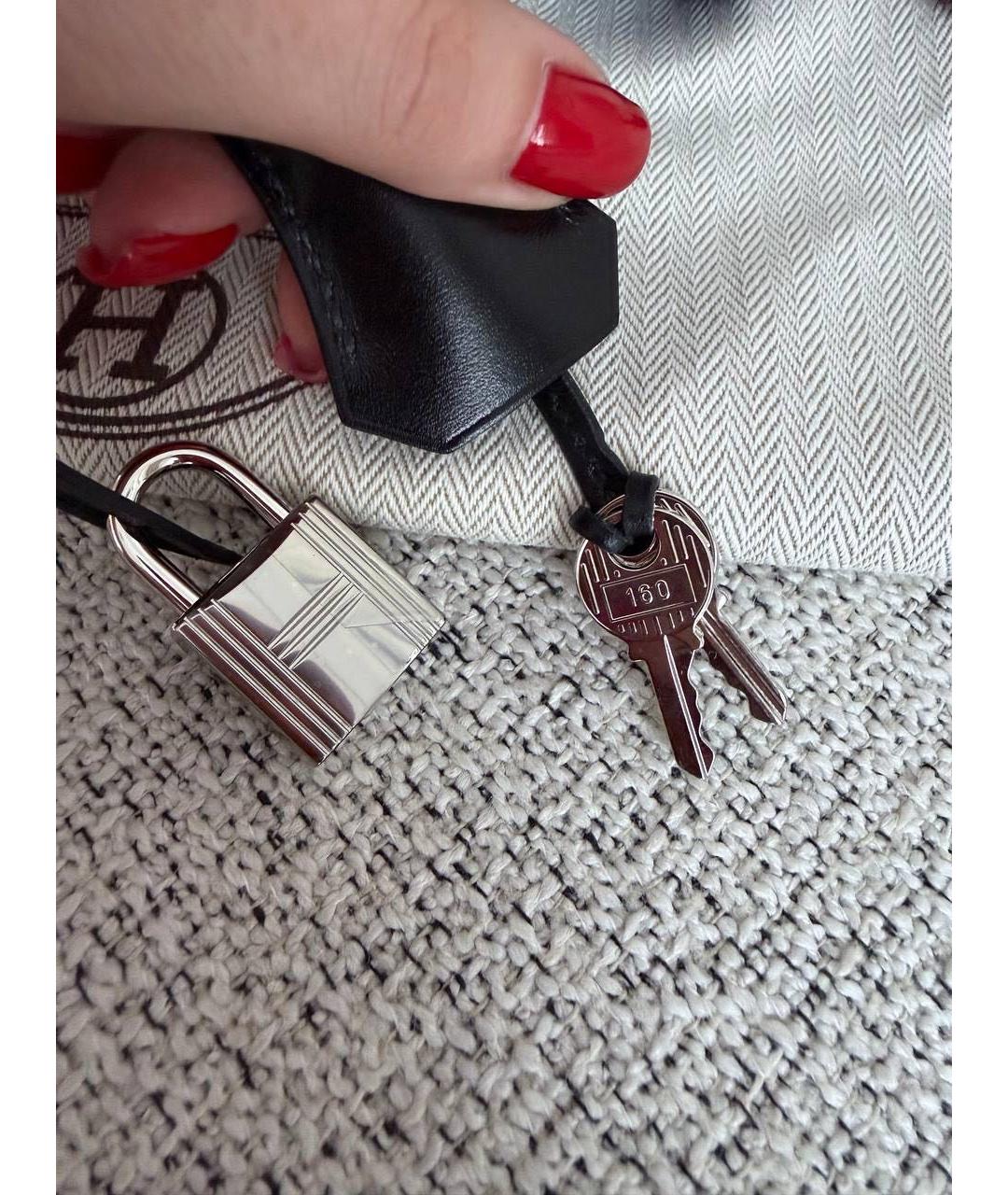 HERMES Черная кожаная сумка с короткими ручками, фото 7