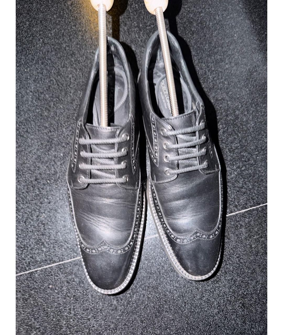 DOLCE&GABBANA Черные кожаные туфли, фото 2