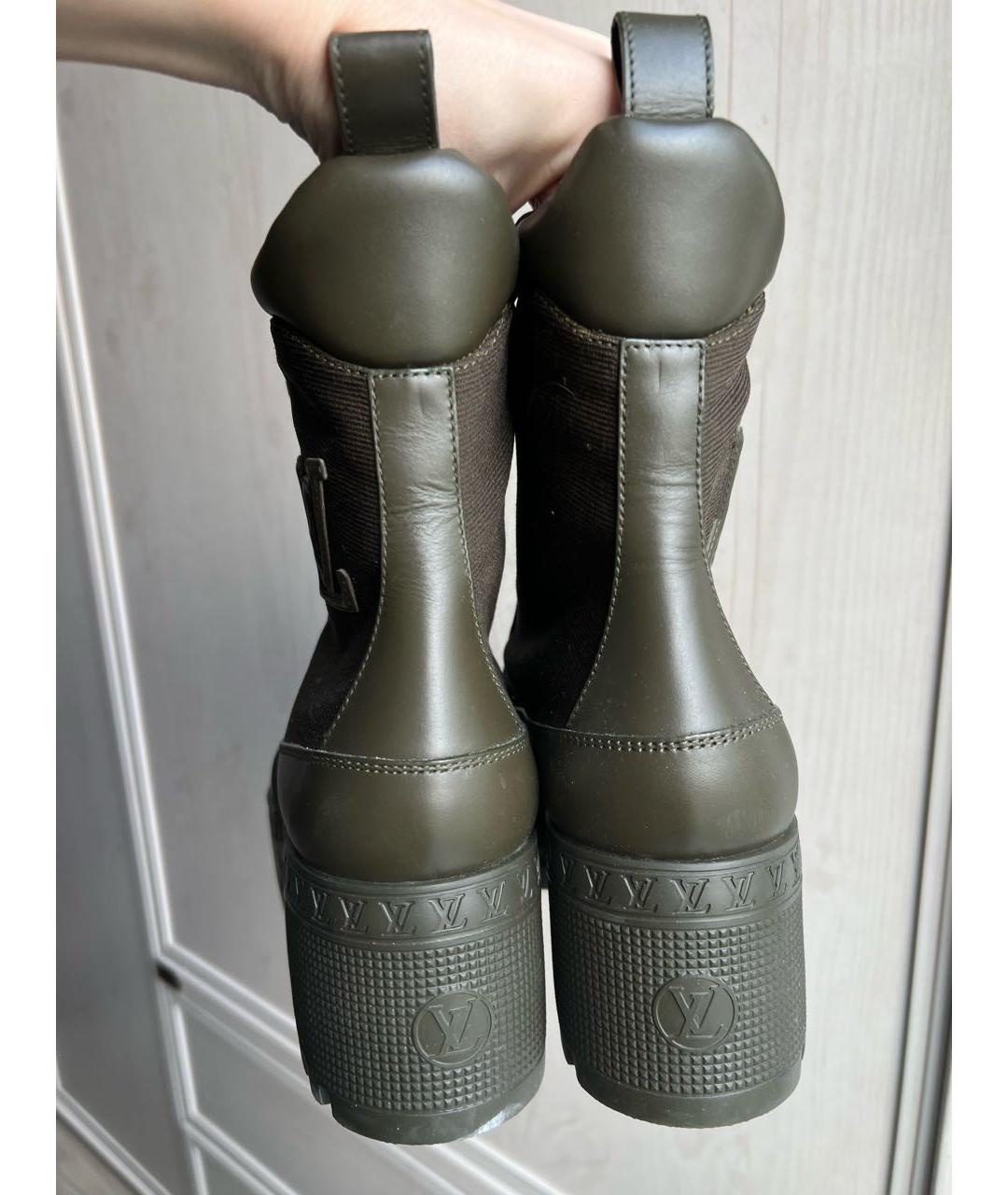 LOUIS VUITTON Хаки текстильные ботинки, фото 3
