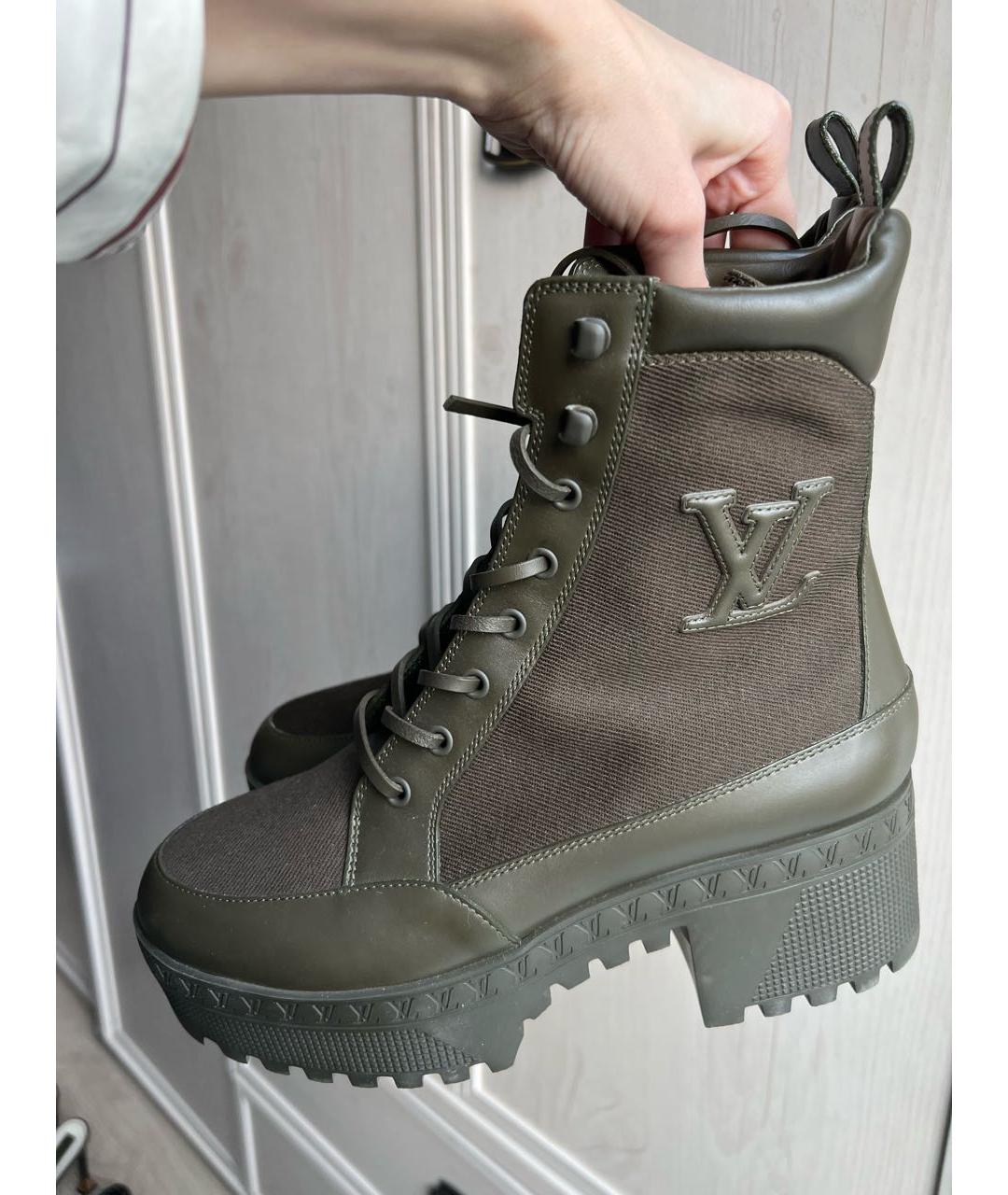 LOUIS VUITTON Хаки текстильные ботинки, фото 5