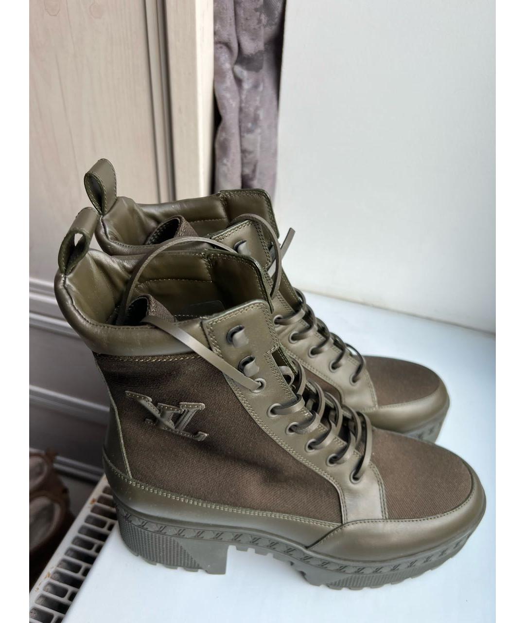 LOUIS VUITTON Хаки текстильные ботинки, фото 4