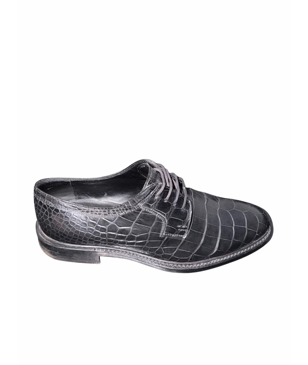 FERRAGAMO Черные туфли из экзотической кожи, фото 1