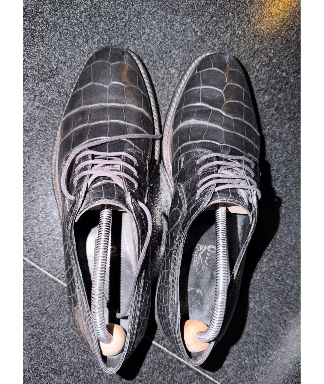 FERRAGAMO Черные туфли из экзотической кожи, фото 3