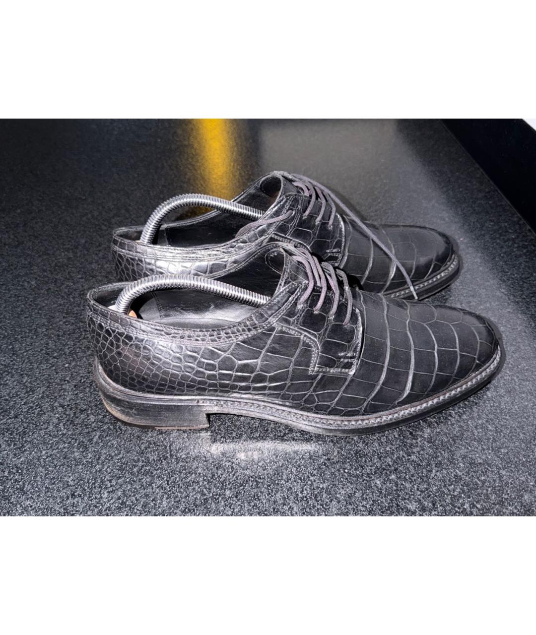FERRAGAMO Черные туфли из экзотической кожи, фото 6