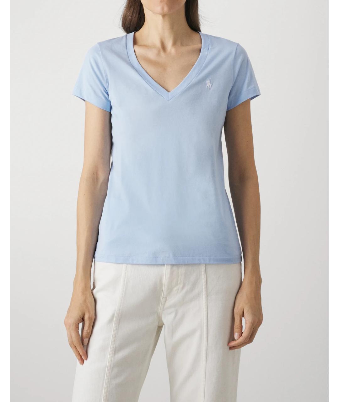 POLO RALPH LAUREN Голубая хлопковая футболка, фото 2