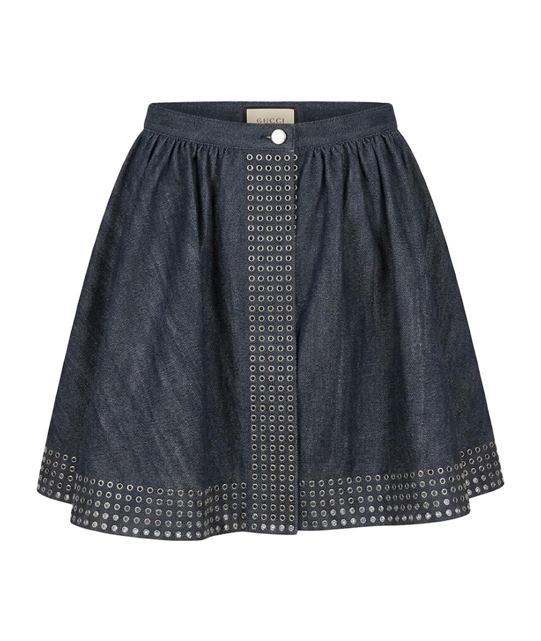 ALAIA Антрацитовая деним юбка мини, фото 1