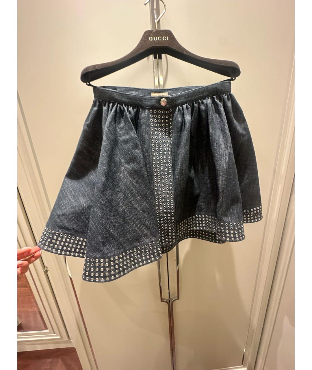 ALAIA Антрацитовая деним юбка мини, фото 5