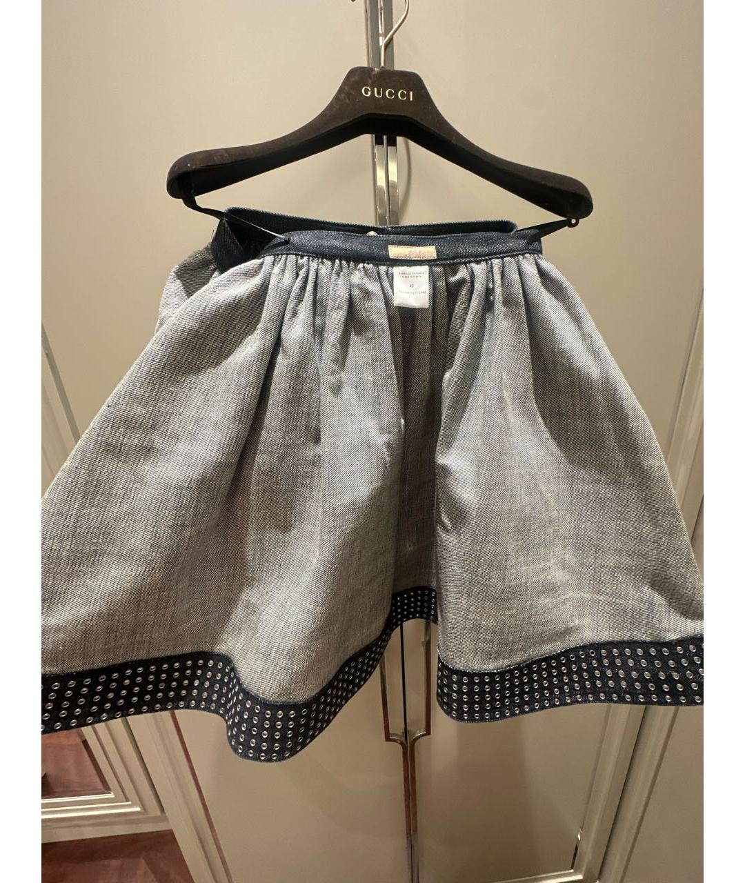 ALAIA Антрацитовая деним юбка мини, фото 3