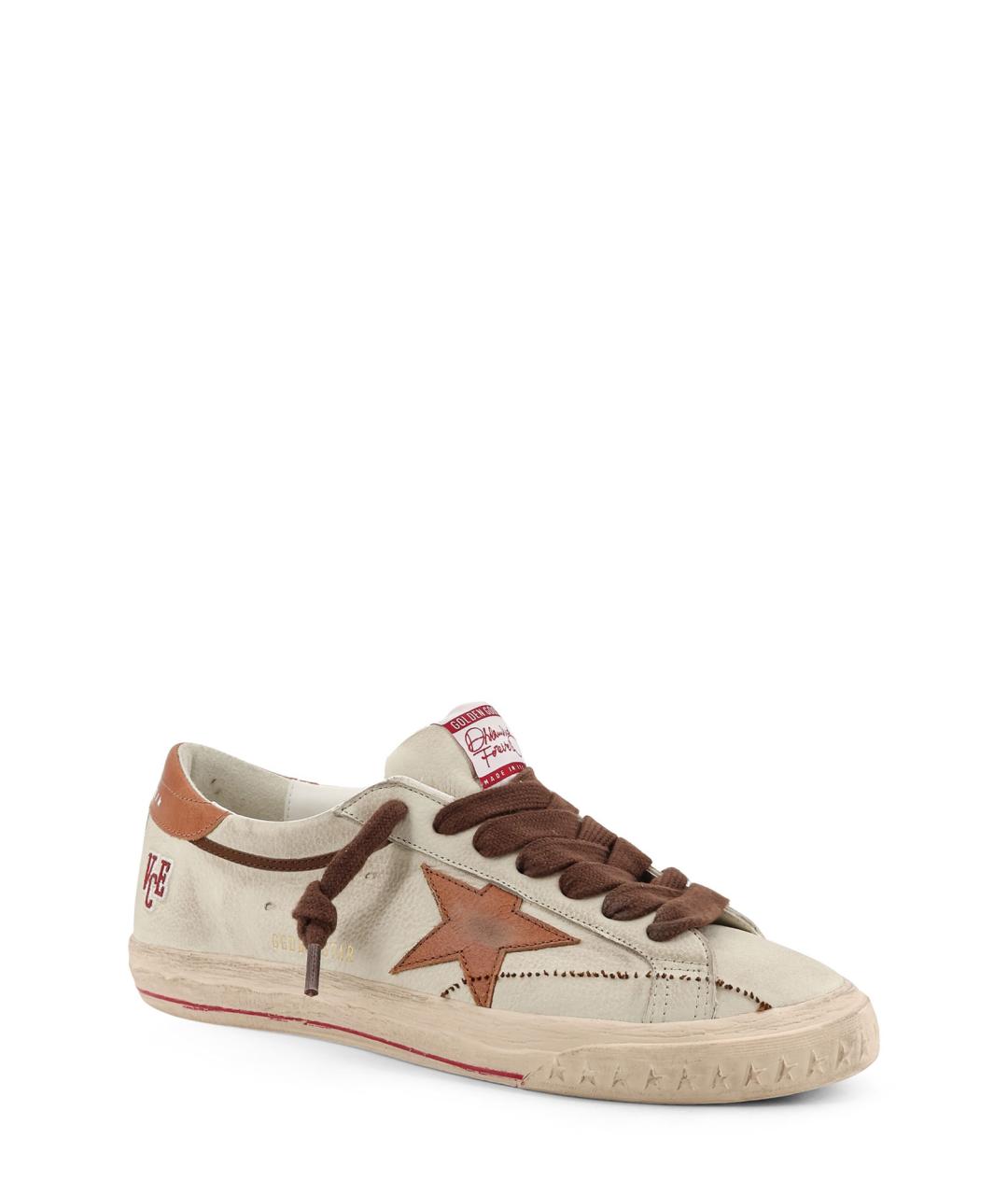 GOLDEN GOOSE DELUXE BRAND Бежевые кожаные низкие кроссовки / кеды, фото 2