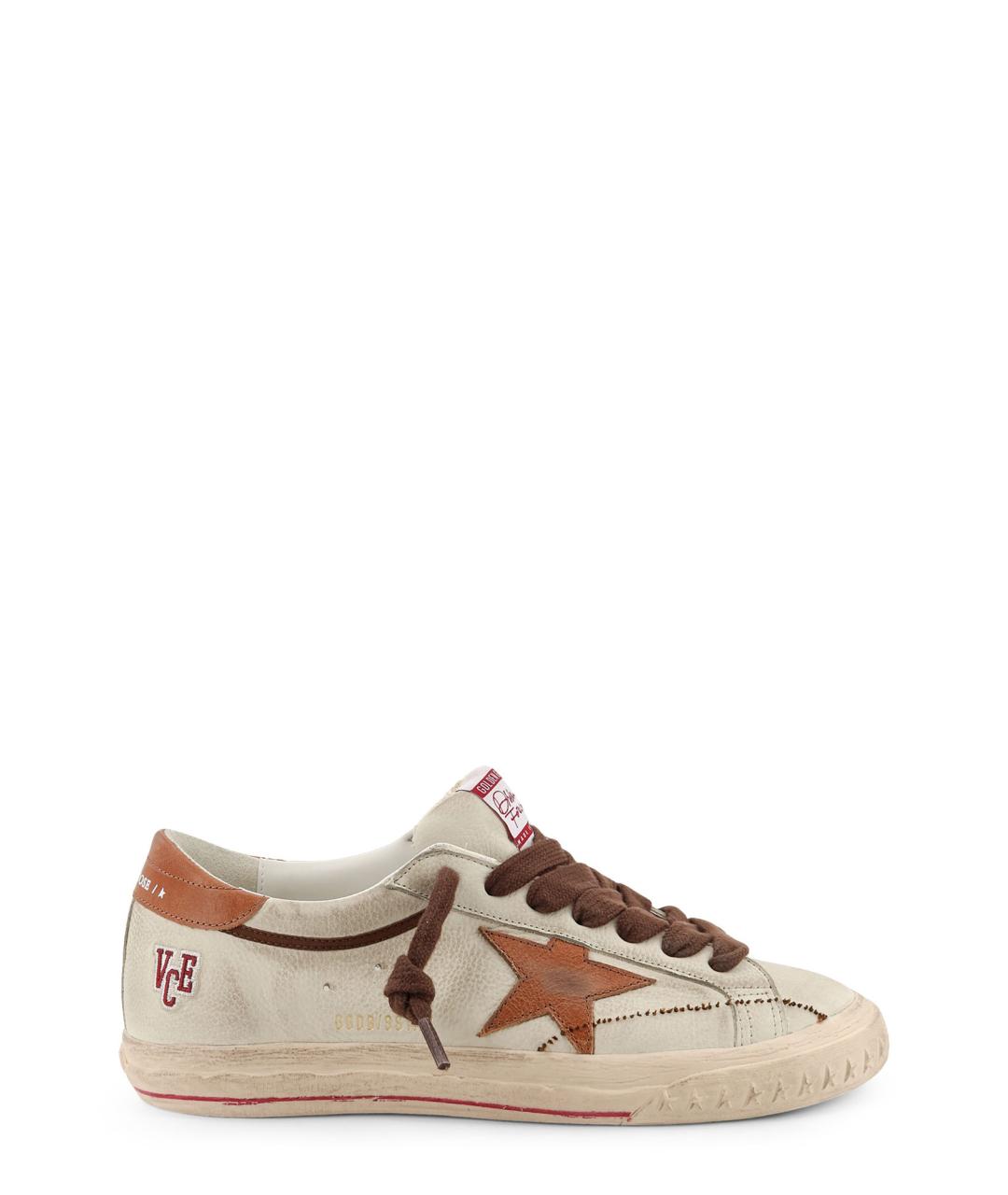 GOLDEN GOOSE DELUXE BRAND Бежевые кожаные низкие кроссовки / кеды, фото 1
