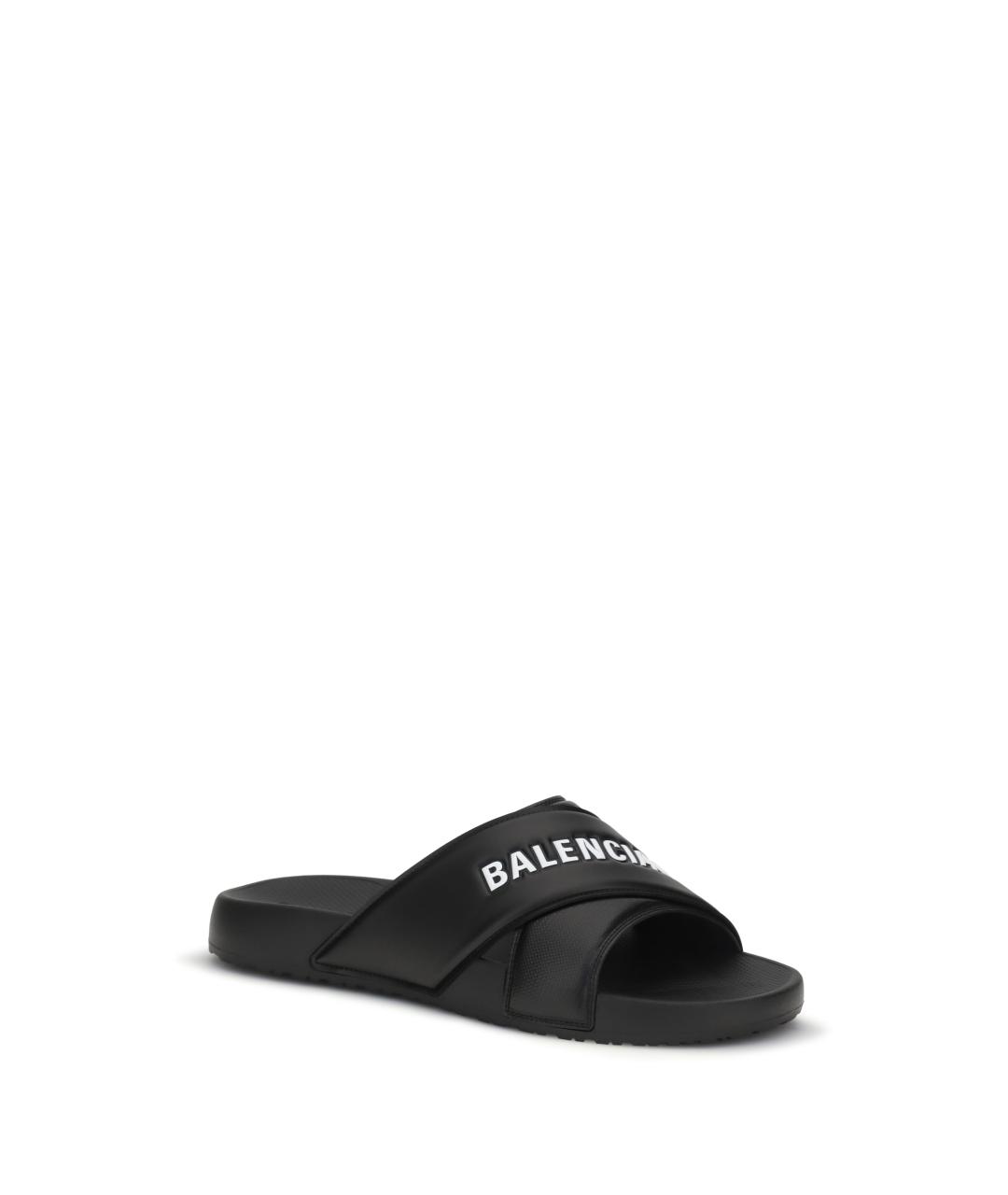 BALENCIAGA Черные резиновые шлепанцы, фото 2