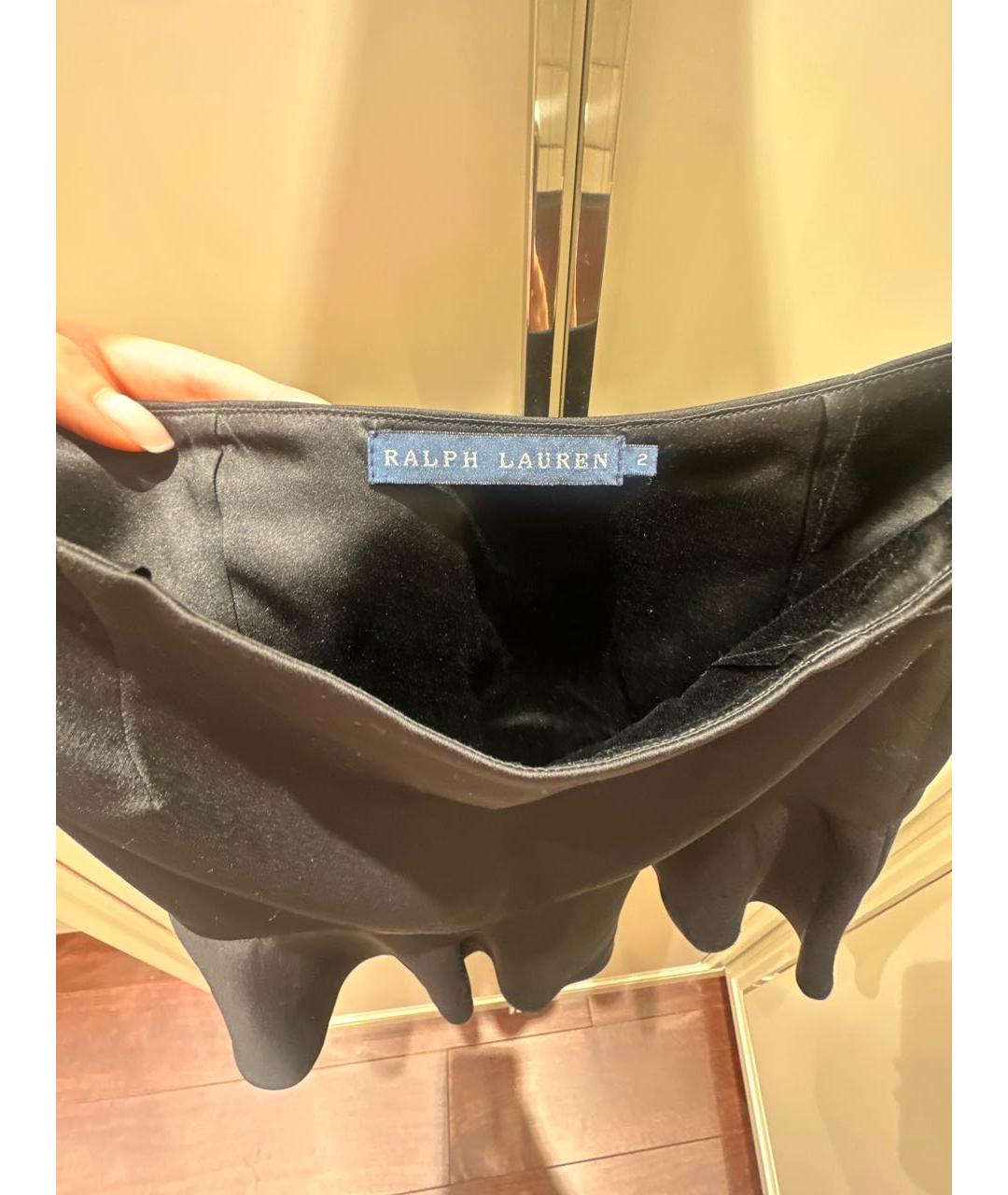 RALPH LAUREN COLLECTION Черная шелковая юбка мини, фото 3