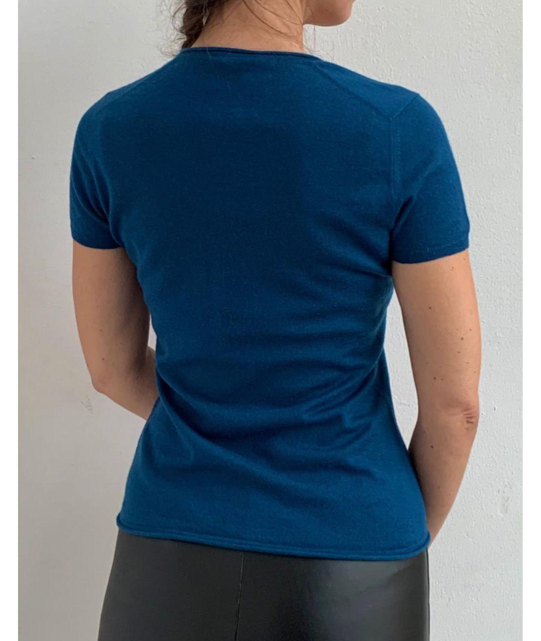 LORO PIANA Синяя кашемировая футболка, фото 7