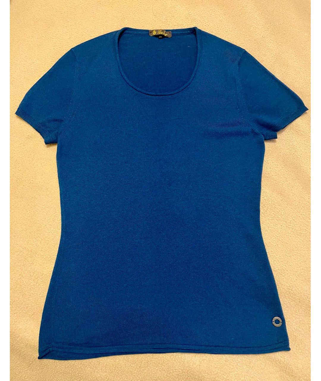 LORO PIANA Синяя кашемировая футболка, фото 8