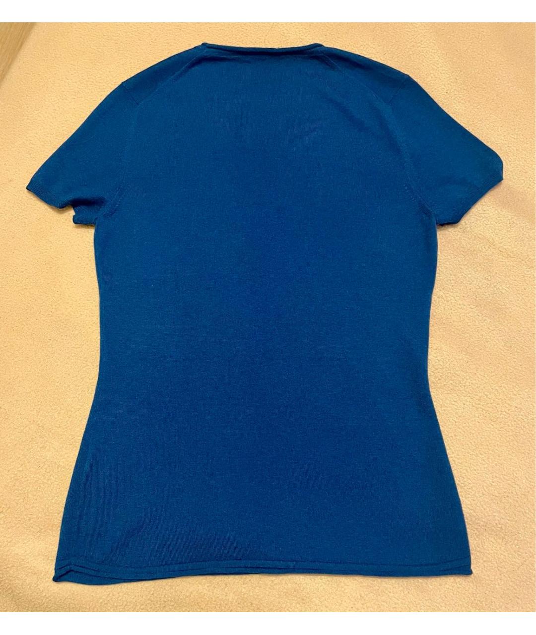 LORO PIANA Синяя кашемировая футболка, фото 2