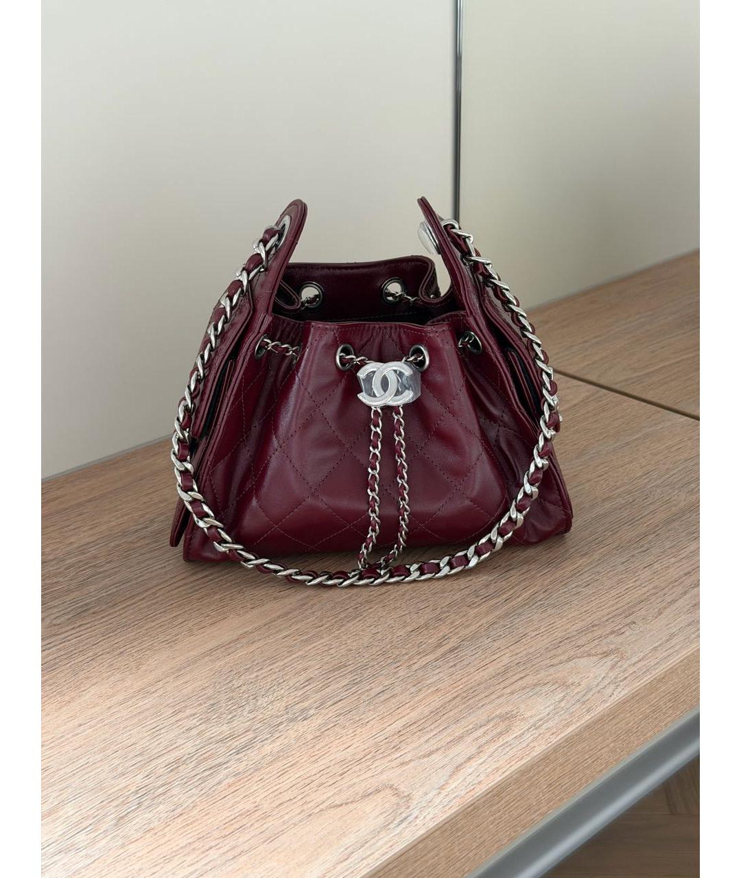 CHANEL Бордовая кожаная сумка через плечо, фото 2