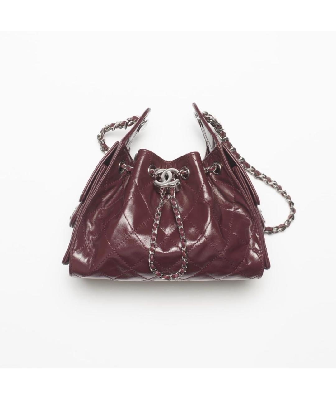 CHANEL Бордовая кожаная сумка через плечо, фото 6