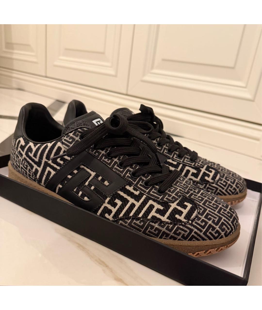 BALMAIN Черные текстильные низкие кроссовки / кеды, фото 7