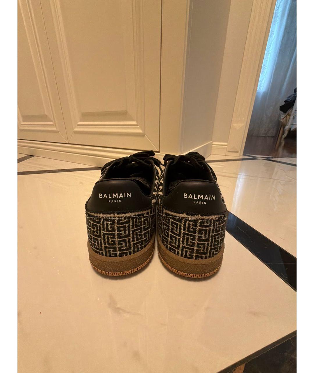 BALMAIN Черные текстильные низкие кроссовки / кеды, фото 4