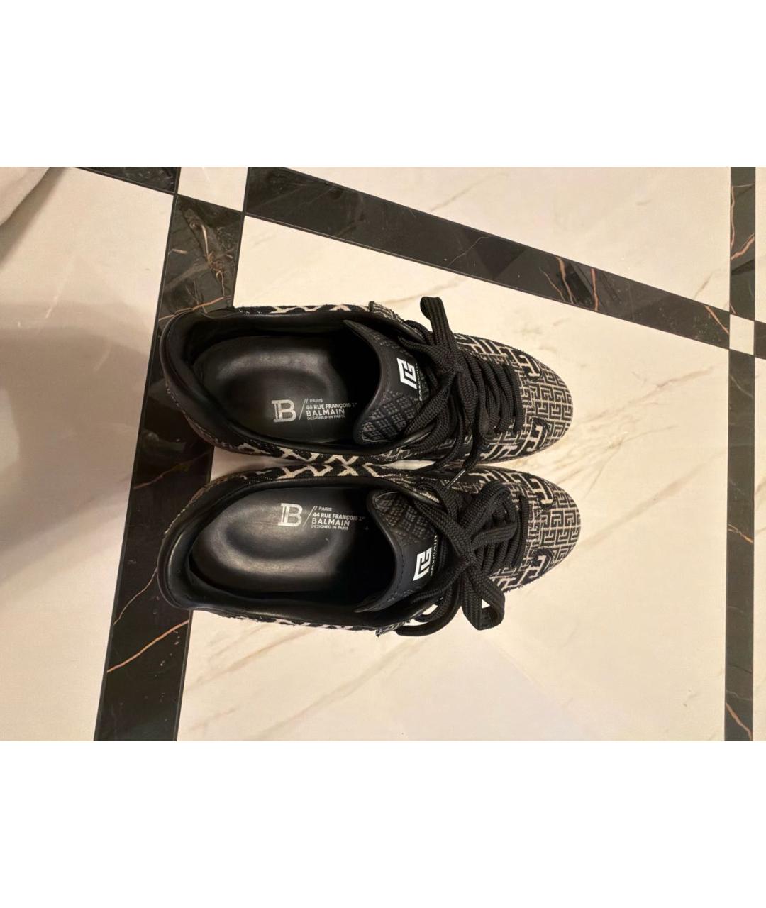 BALMAIN Черные текстильные низкие кроссовки / кеды, фото 3