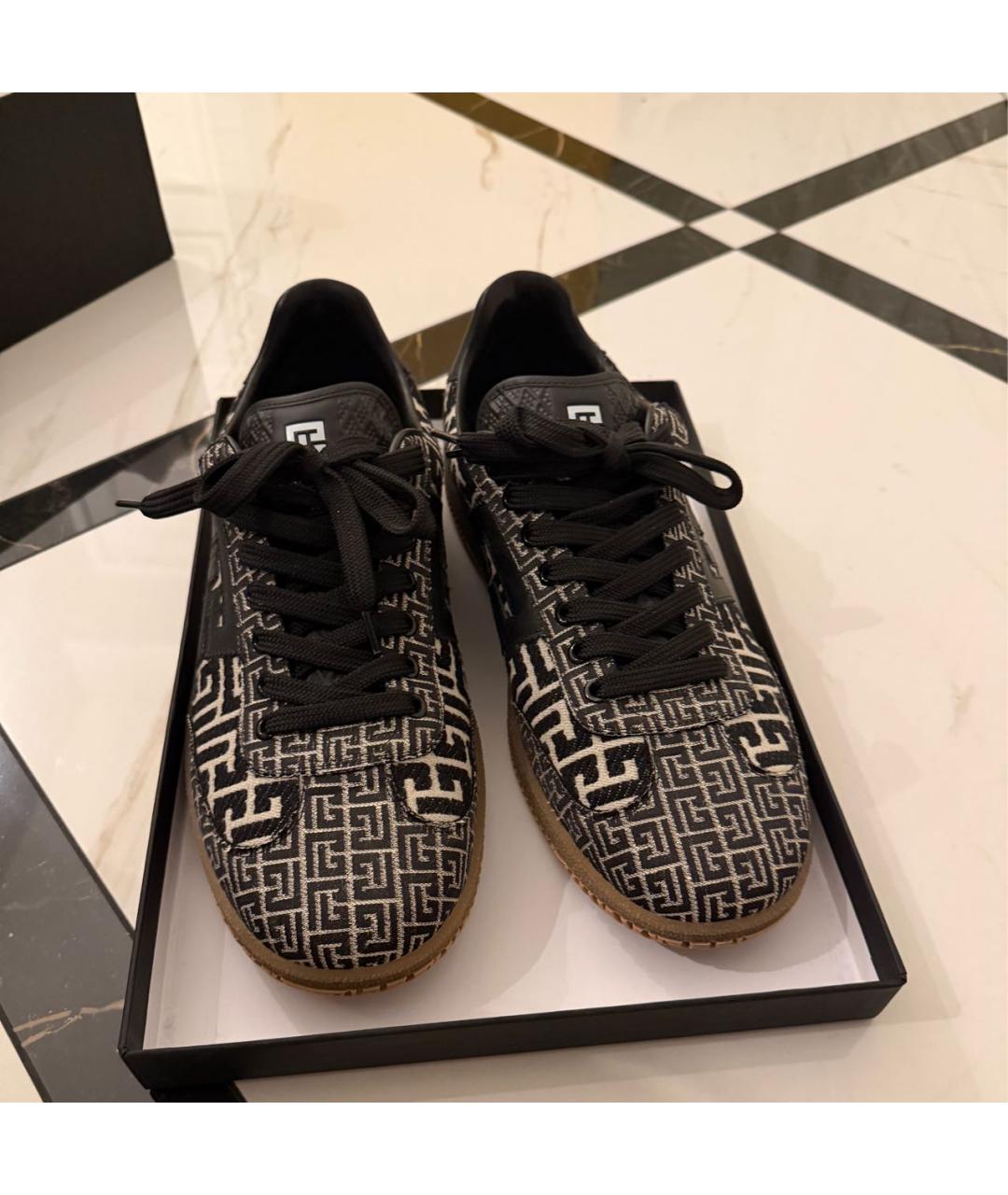 BALMAIN Черные текстильные низкие кроссовки / кеды, фото 2