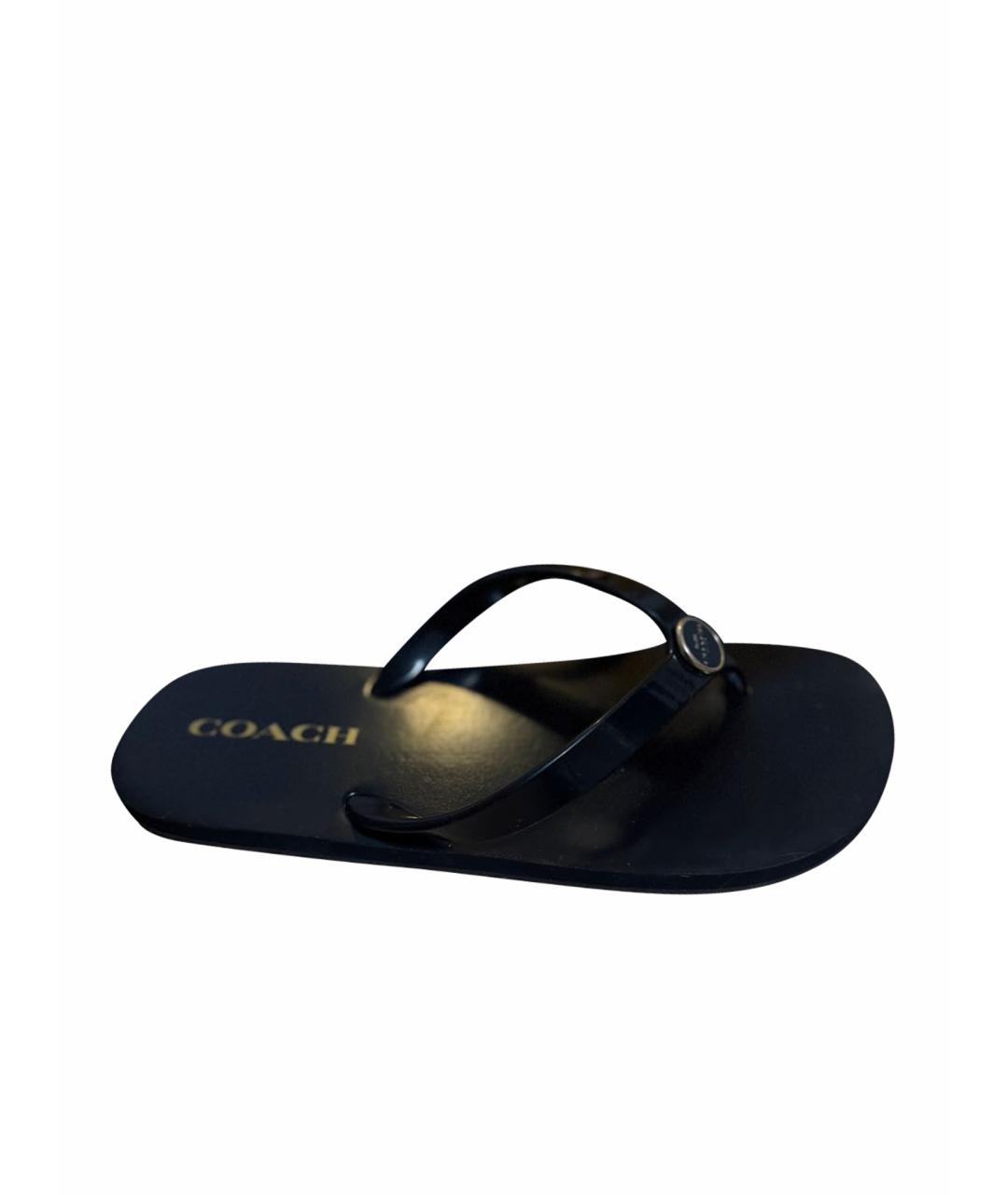 COACH Черные резиновые шлепанцы, фото 1