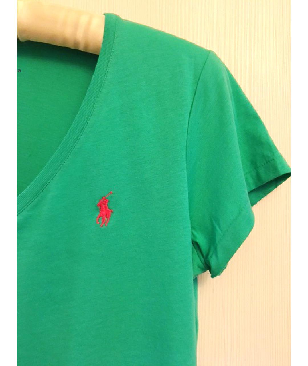 POLO RALPH LAUREN Зеленая хлопковая футболка, фото 2