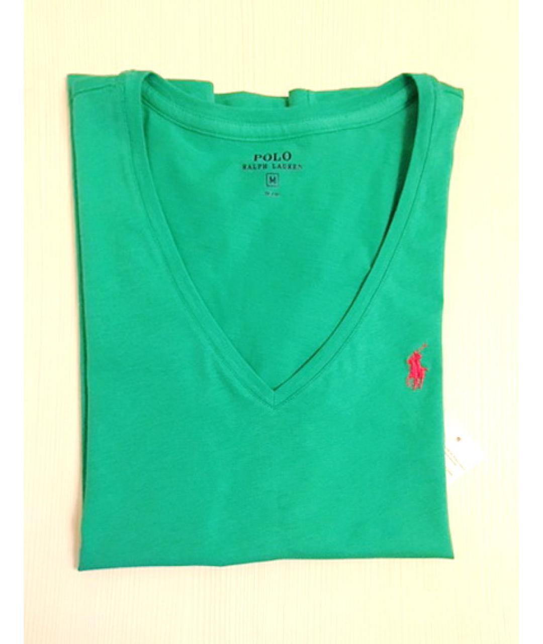 POLO RALPH LAUREN Зеленая хлопковая футболка, фото 4